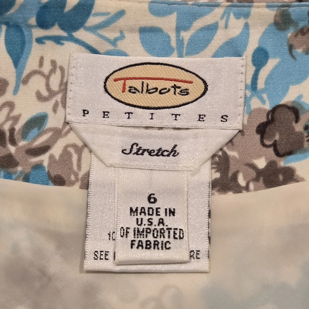 Talbots Blue and Brown Floral A-Line Skirt